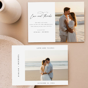 Carte De Remerciements Budget Simple pour des Photos de Mariage de Style 