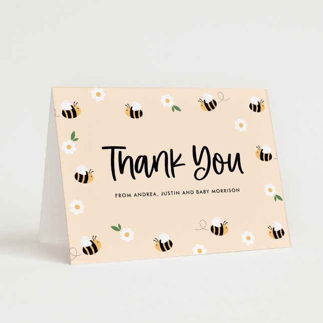 Carte De Remerciements Bumblebee Baby shower Blank (Créateur téléchargé)