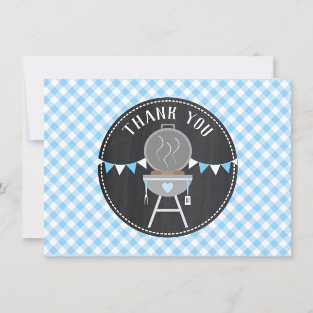 Carte De Remerciements Bun in the Oven BabyQ Baby shower Blue Chalkboard (Devant)