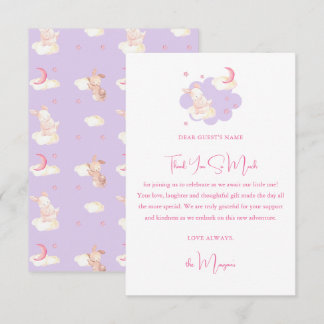 Carte De Remerciements Bunny Dreams Baby shower violet
