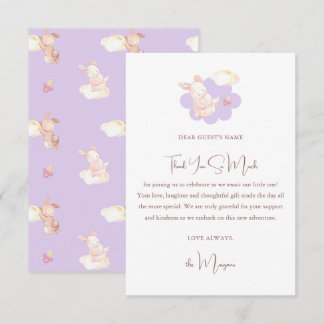Carte De Remerciements Bunny Dreams Baby shower violet