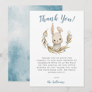 Carte De Remerciements Bunny Rabbit Baby shower garçon