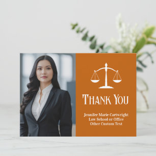 Carte De Remerciements Bureau de Droit Personnalisé Orange Avocat Blanc P