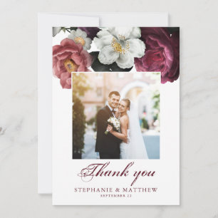 Carte De Remerciements Burgundy Blush Floral Mariage photo