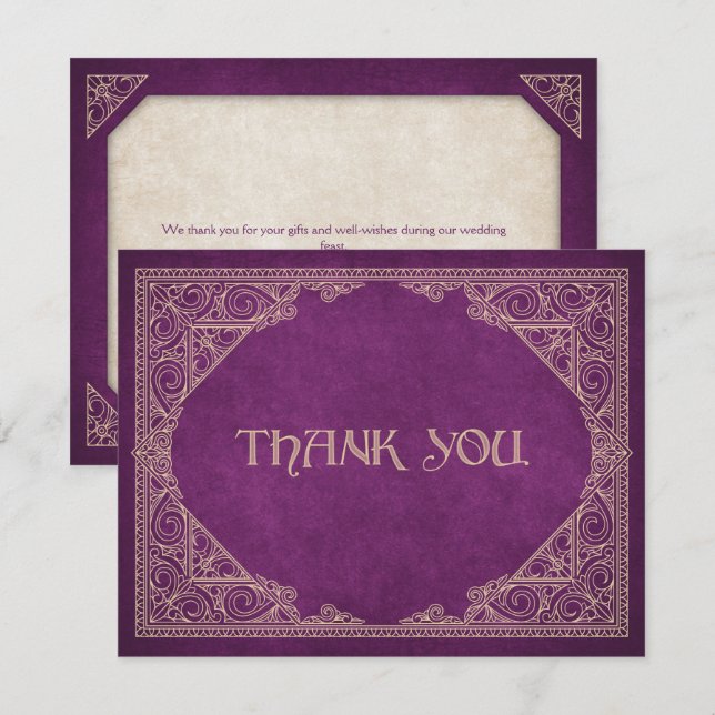 Carte De Remerciements Burgundy Geek Bibliothèque Mariage littéraire (Devant / Derrière)