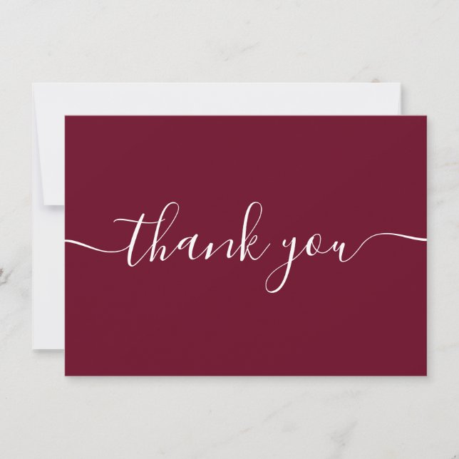 Carte De Remerciements Burgundy Simple Moderne Élégant Script (Devant)