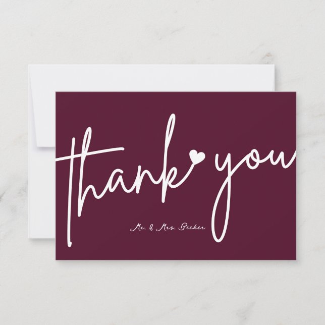 Carte De Remerciements Burgundy wedding thank you cards (Devant)
