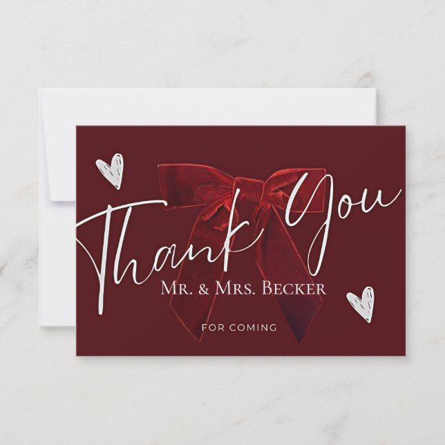 Carte De Remerciements Burgundy wedding thank you cards (Devant)