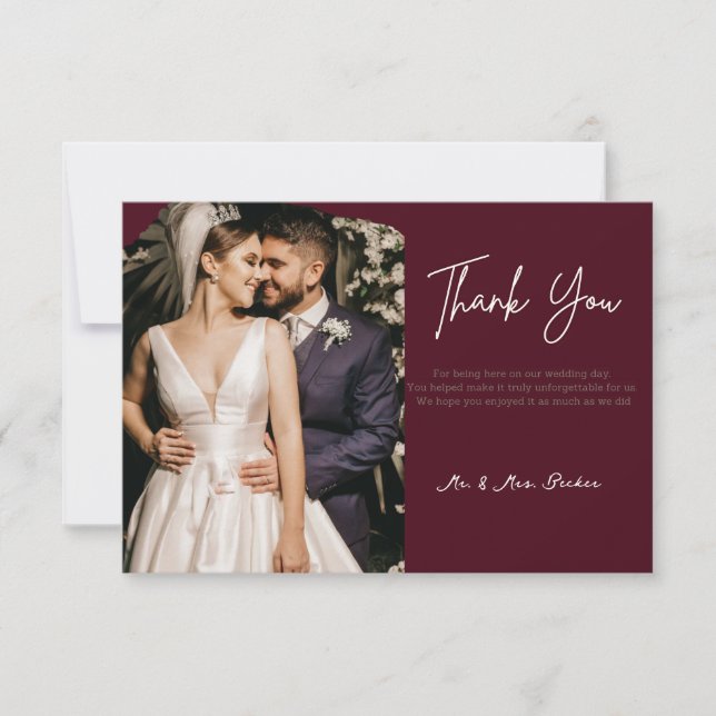 Carte De Remerciements Burgundy wedding thank you cards (Devant)