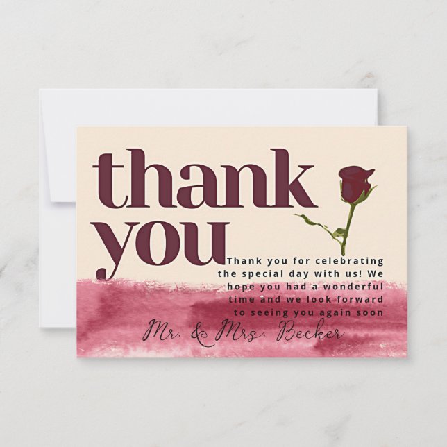 Carte De Remerciements Burgundy wedding thank you cards (Devant)