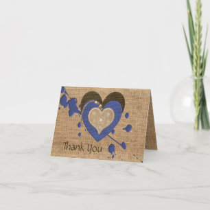 Carte de remerciements Burlap unique avec coeur