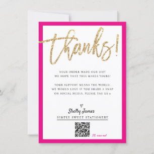 Carte De Remerciements BUSINESS INSERT moderne chic script de parties sci