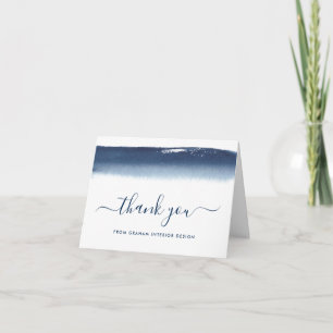 Carte De Remerciements Business Modern Watercolor bleu marine