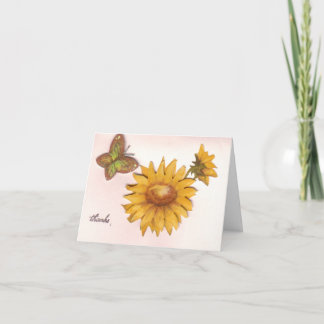 Carte De Remerciements Butterfly and Sunflowers Thank You Card