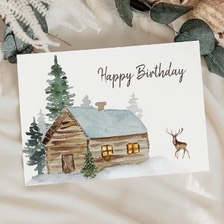 Carte De Remerciements Cabine forestier de bois avec Anniversaire des Cer