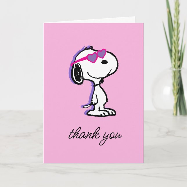 Carte De Remerciements cacahuètes | Lunettes de soleil Coeur Snoopy (Devant)