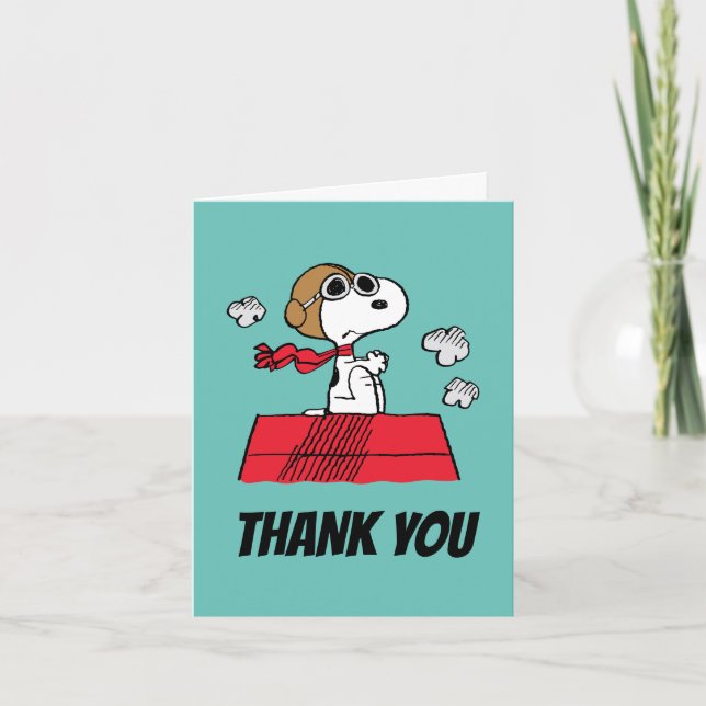 Carte De Remerciements cacahuètes | Snoopy the Flying Ace (Devant)