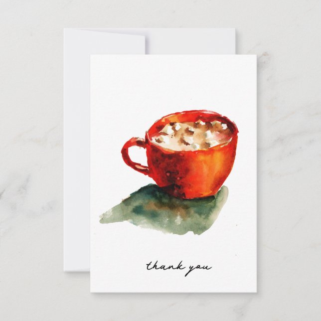 Carte De Remerciements cacao chaud et marshmallows (Devant)