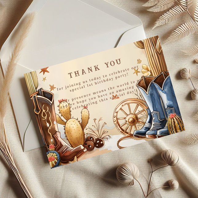 Carte De Remerciements Cactus Desert 1st Rodeo Party (Créateur téléchargé)