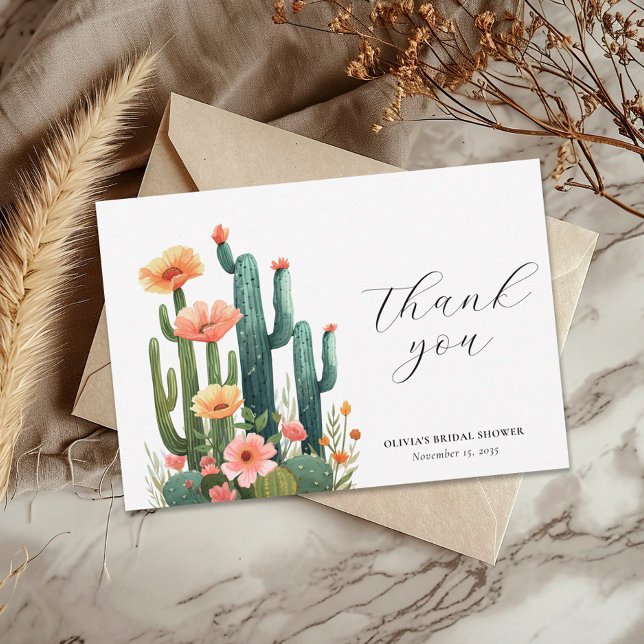 Carte De Remerciements Cactus Fiesta Fleurs Mariage Shower (Créateur téléchargé)