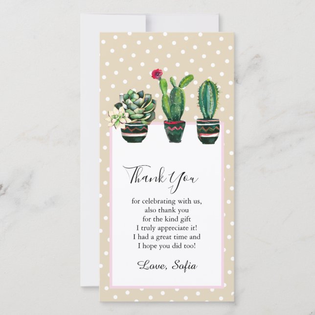 Carte De Remerciements cactus, succulent, aquarelle, fiesta, mexicaine, (Devant)