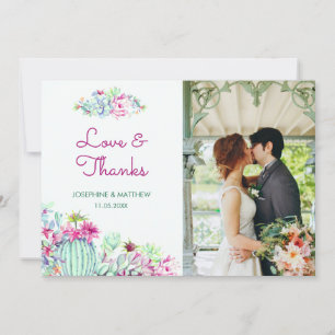 Carte De Remerciements Cactus Succulents Photo Mariage