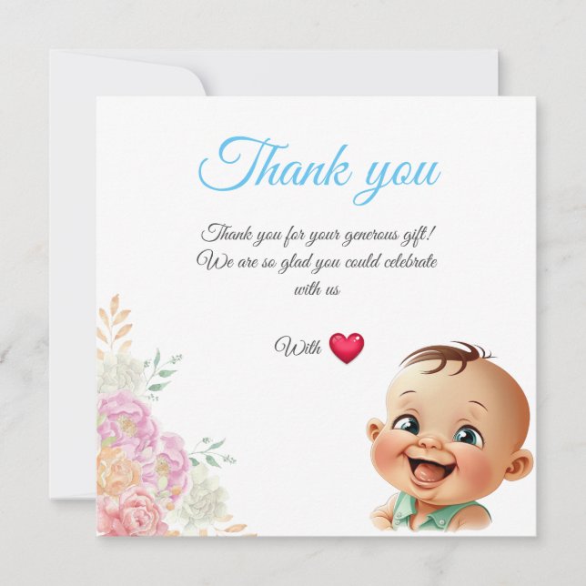 Carte De Remerciements Cadeau bébé 2 (Devant)