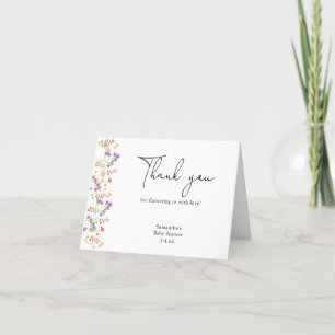 Carte De Remerciements Cadeau de remerciement de baby shower Wildflower