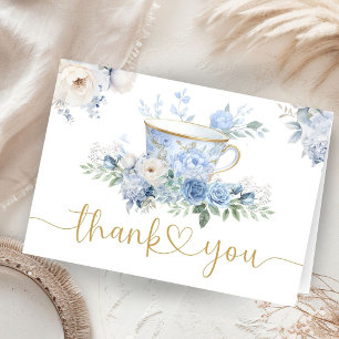 Carte De Remerciements Cadeau de remerciement plié floral bleu pour Baby