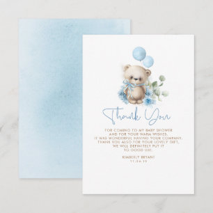 Carte De Remerciements Cadeau de remerciement pour une baby shower Ourson