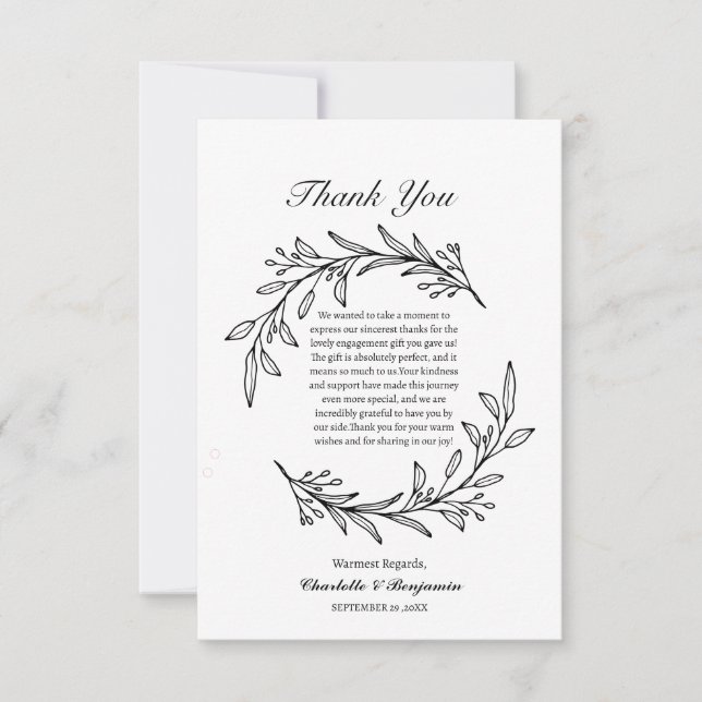 Carte De Remerciements Cadeau d'engagement Simplicité Élégance (Devant)