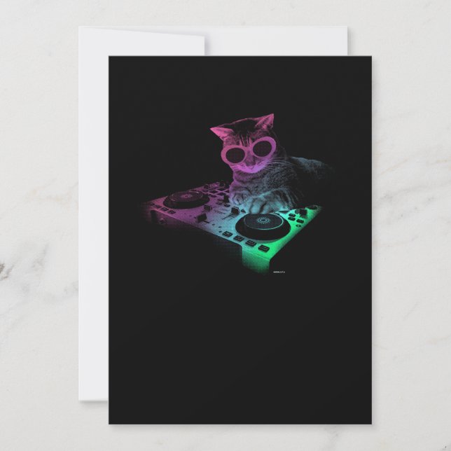 Carte De Remerciements Cadeau DJ de chat (Devant)
