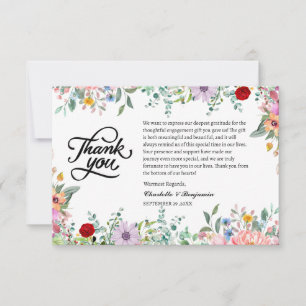 Carte De Remerciements Cadeau Fiançailles Fleur sauvage Aquarelle