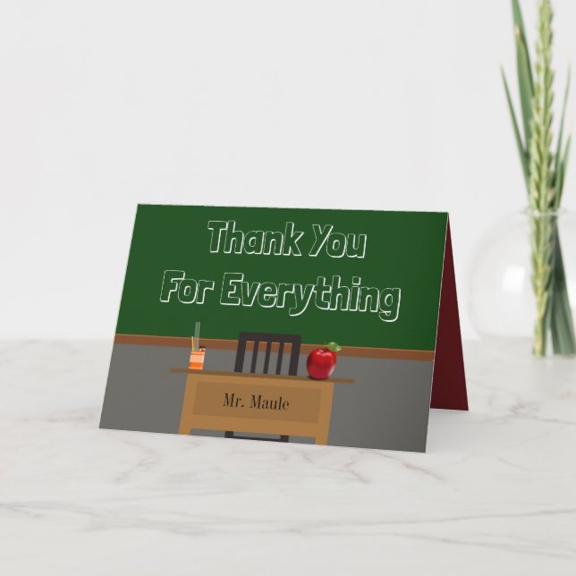 Carte De Remerciements Cadeau personnalisé de remerciement pour enseignan (Devant)