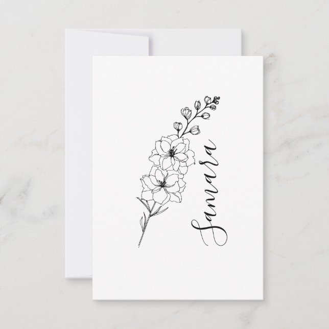 Carte De Remerciements Cadeau personnalisé juillet Fleur de naissance Del (Devant)
