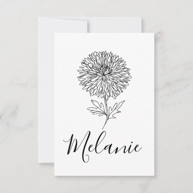 Carte De Remerciements Cadeau personnalisé septembre Aster Flower pour la (Devant)