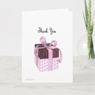 Carte de remerciements cadeau rose et noir