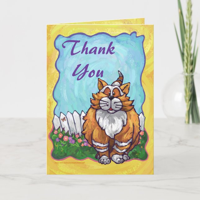 Carte De Remerciements Cadeaux et accessoires de chats de gingembre (Devant)