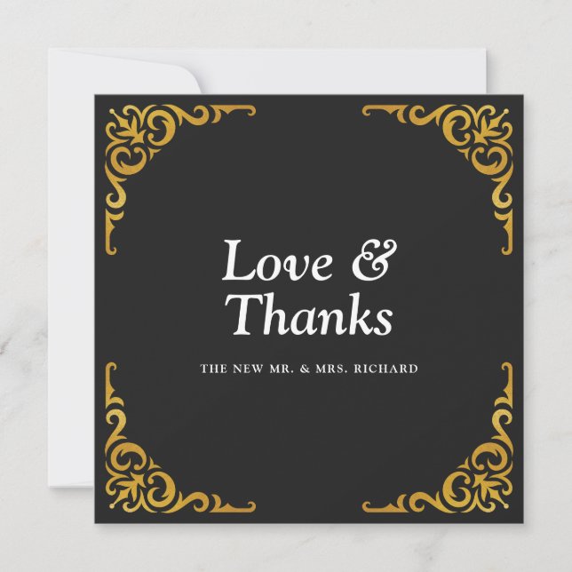 Carte De Remerciements Cadre baroque Royal Black and Gold Ornamental (Devant)