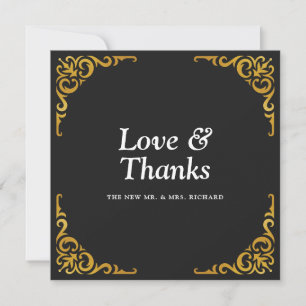 Carte De Remerciements Cadre baroque Royal Black and Gold Ornamental