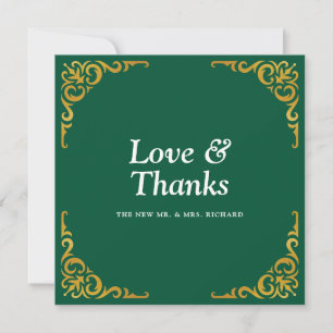 Carte De Remerciements Cadre baroque Royal Emerald Green Ornementation