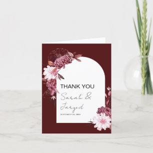 Carte De Remerciements Cadre de fleurs d'automne