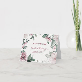 Carte De Remerciements Cadre de fleurs mauves clair foncé pour funéraille