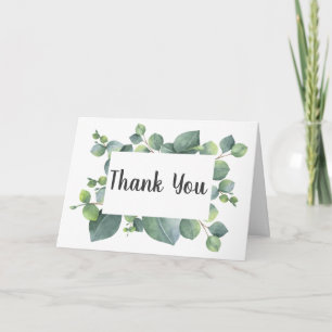Carte De Remerciements Cadre de photo de mariage avec feuilles d'eucalypt