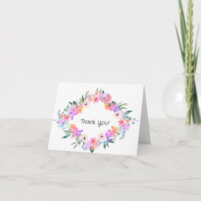 Carte De Remerciements Cadre diamant floral (Devant)