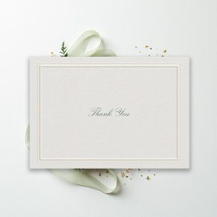 Carte De Remerciements Cadre Élégant Classique Vert Formel Mariage Écru