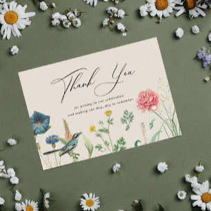Carte De Remerciements Cadre Fleur sauvage Secret Garden