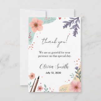 Carte De Remerciements Cadre floral élégant avec accents pastel doux