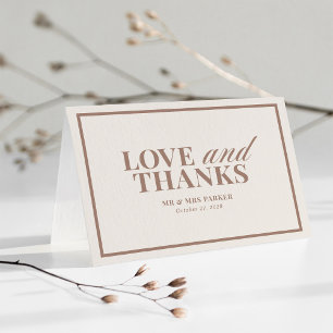 Carte De Remerciements Cadre ivoire et taupe Mariage classique Luxe neutr