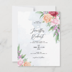 Carte De Remerciements Cadre rose rose et beige